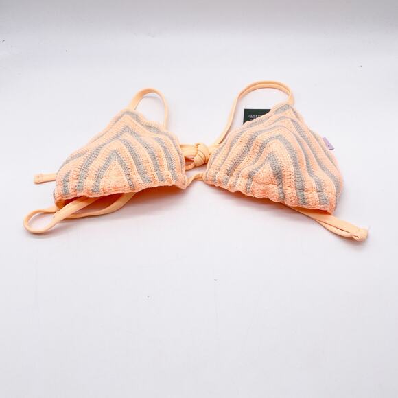 Wild Fable Women's Swim Crochet Triangle Bikini Top Orange Gray Size XS - Picture 1 of 5